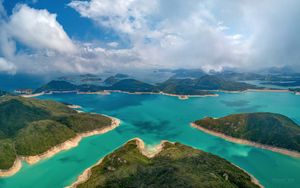 Preview wallpaper islands, sea, clouds, landscape, aerial view