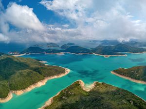 Preview wallpaper islands, sea, clouds, landscape, aerial view