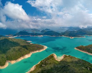 Preview wallpaper islands, sea, clouds, landscape, aerial view