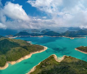 Preview wallpaper islands, sea, clouds, landscape, aerial view