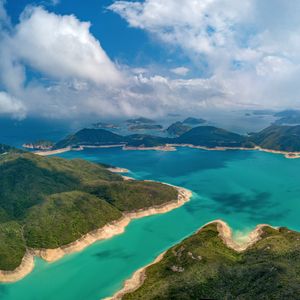 Preview wallpaper islands, sea, clouds, landscape, aerial view