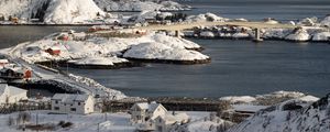 Preview wallpaper islands, snow, sea, houses