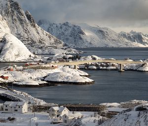 Preview wallpaper islands, snow, sea, houses