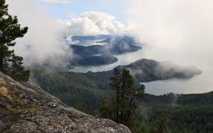 Preview wallpaper islands, trees, clouds, rock, landscape