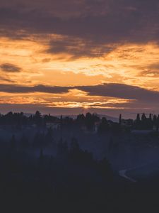 Preview wallpaper italy, florence, fog, dawn, sky
