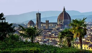 Preview wallpaper italy, florence, tuscany, dome, palm trees