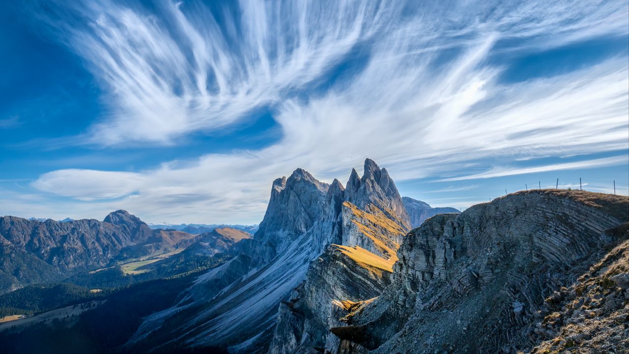 Wallpaper italy, mountains, cliffs, clouds, dolomites