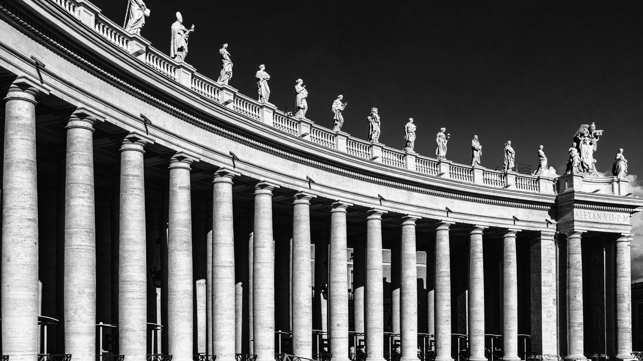 Wallpaper italy, rome, st peters square, bw