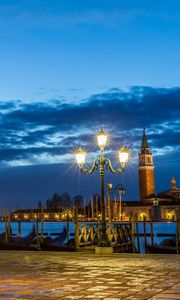 Preview wallpaper italy, venice, lights, night, tile, coast