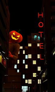 Preview wallpaper jack o lantern, halloween, night city, spy out, dark