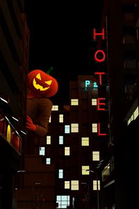 Preview wallpaper jack o lantern, halloween, night city, spy out, dark