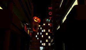 Preview wallpaper jack o lantern, halloween, night city, spy out, dark