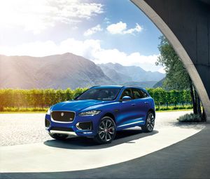 Preview wallpaper jaguar f-pace, jaguar, crossover, blue, dynamic, powerful, auto