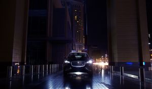 Preview wallpaper jaguar f-pace, jaguar, suv, lights, night city, light