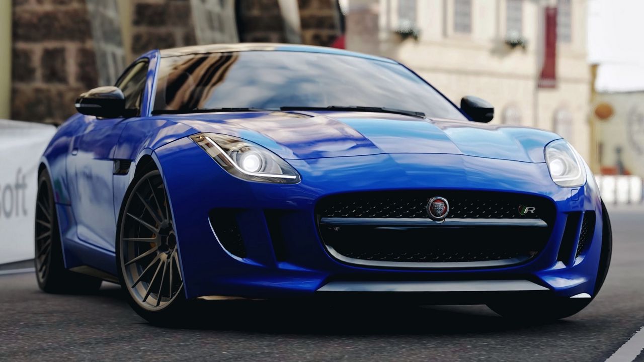 Wallpaper jaguar f-type, jaguar, sports car, race, blue, front view