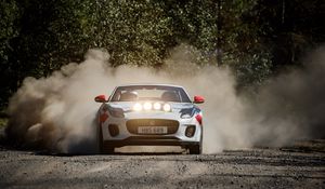Preview wallpaper jaguar f-type, jaguar, sports car, race, dust