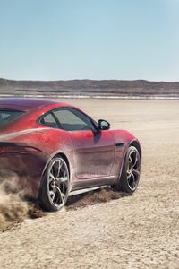 Preview wallpaper jaguar f-type r boosts bloodhound ssc record bid, jaguar, sportscar, red, speed, desert, sand