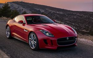 Preview wallpaper jaguar, f-type, red, side view, coupe
