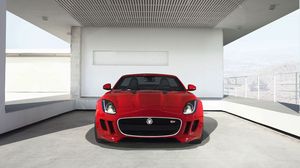 Preview wallpaper jaguar, f-type, red, front view