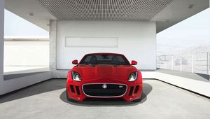 Preview wallpaper jaguar, f-type, red, front view