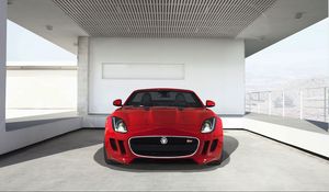 Preview wallpaper jaguar, f-type, red, front view