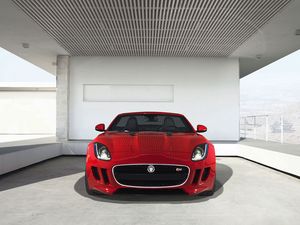 Preview wallpaper jaguar, f-type, red, front view