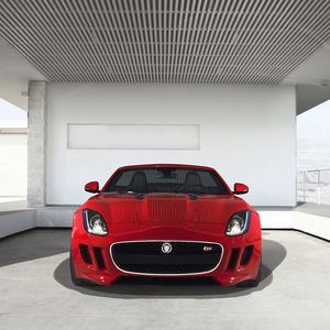 Preview wallpaper jaguar, f-type, red, front view