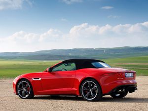 Preview wallpaper jaguar, f-type, v8 s, side view, red