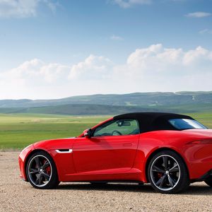 Preview wallpaper jaguar, f-type, v8 s, side view, red