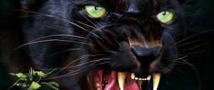 Preview wallpaper jaguar, grin, predator, fangs, art