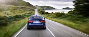 Preview wallpaper jaguar xe, jaguar, movement, speed, blue, car