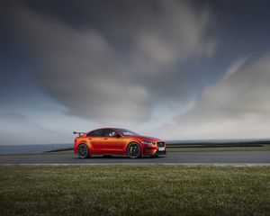 Preview wallpaper jaguar xe sv project 8, jaguar, road, side view