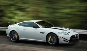 Preview wallpaper jaguar, xkr-s, gt, white, side view