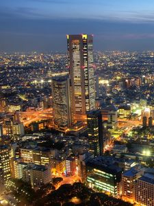 Preview wallpaper japan, tokyo, buildings, evening, lights city