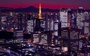 Preview wallpaper japan, tokyo, buildings, night, city