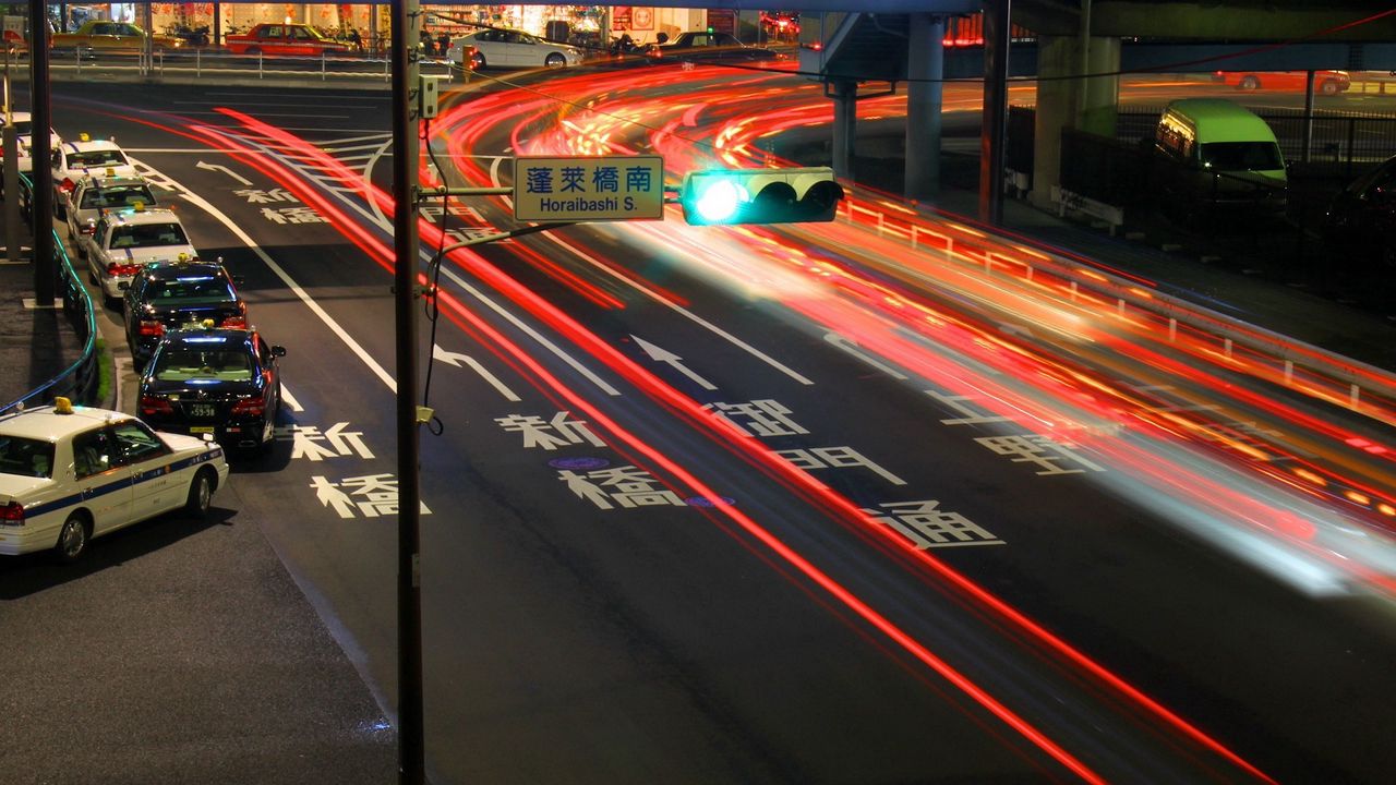 Wallpaper japan, tokyo, highway, road, night, light