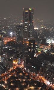 Preview wallpaper japan, tokyo, night, lights city, top view