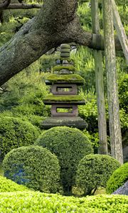 Preview wallpaper japanese garden, stones, balance, trees