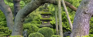 Preview wallpaper japanese garden, stones, balance, trees