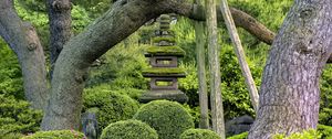 Preview wallpaper japanese garden, stones, balance, trees