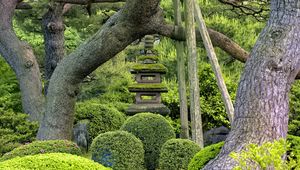 Preview wallpaper japanese garden, stones, balance, trees