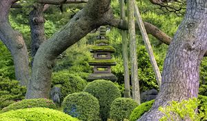 Preview wallpaper japanese garden, stones, balance, trees