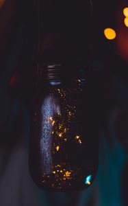 Preview wallpaper jar, black, dark, lights, glow