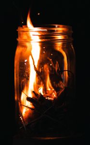 Preview wallpaper jar, fire, sparks, dark