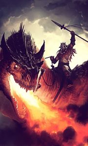 Preview wallpaper jason chan, dragon, fire, rider