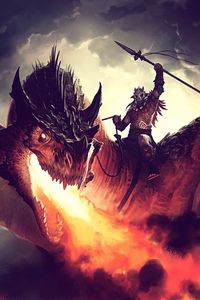 Preview wallpaper jason chan, dragon, fire, rider