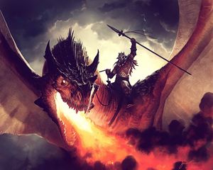 Preview wallpaper jason chan, dragon, fire, rider