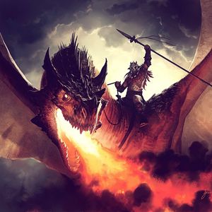 Preview wallpaper jason chan, dragon, fire, rider