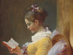 Preview wallpaper jean-honore fragonard, a young girl reading, oil, canvas, girl, book, art