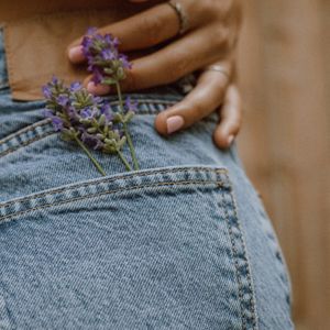 Preview wallpaper jeans, pocket, flowers, hand, ring